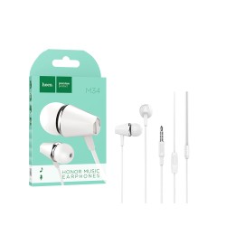Hoco Wired Earphones M34 with Microphone 3.5MM 1.2m White